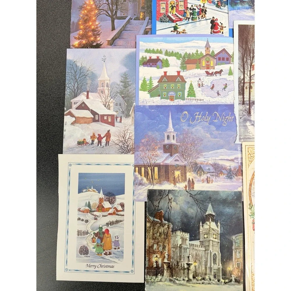 Vintage Christmas Cards Fronts ONLY Churches Cathedrals Scrapbooking Crafts 50+